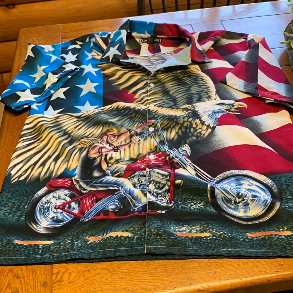 Festive patriotic motorcycle shirt size XXL